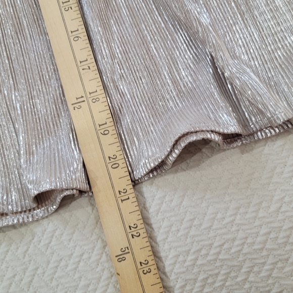 Leota Elegant Champagne Shimmer Skirt Size Medium Midi Micro Pleats Flowy - Picture 8 of 14